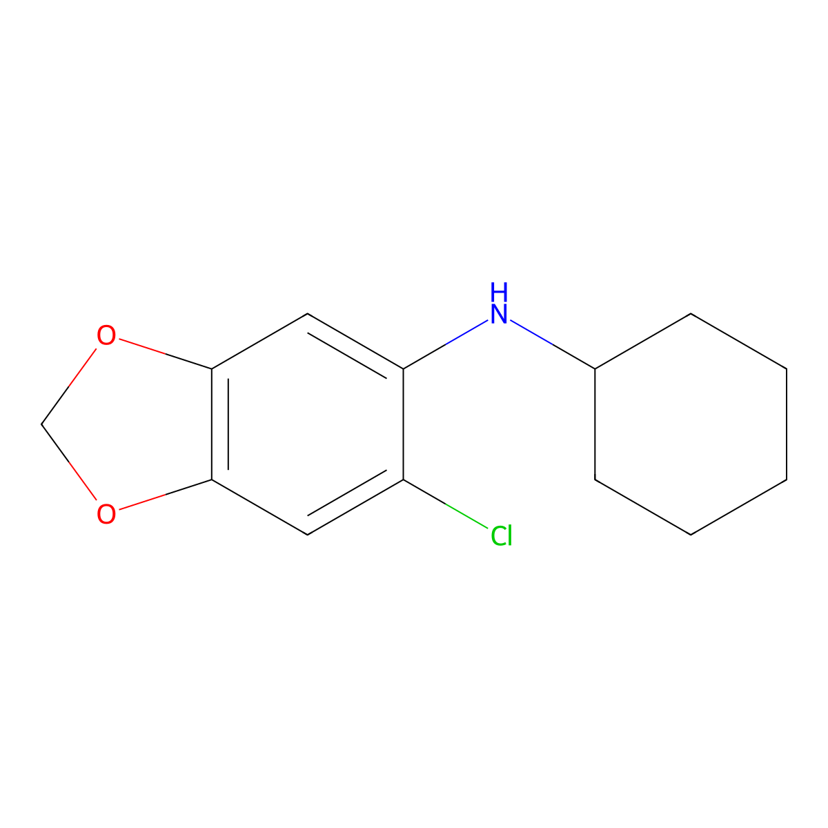6-chloro-N-cyclohexyl-1,3-dioxaindan-5-amine molecular structure, CAS 1156058-42-2