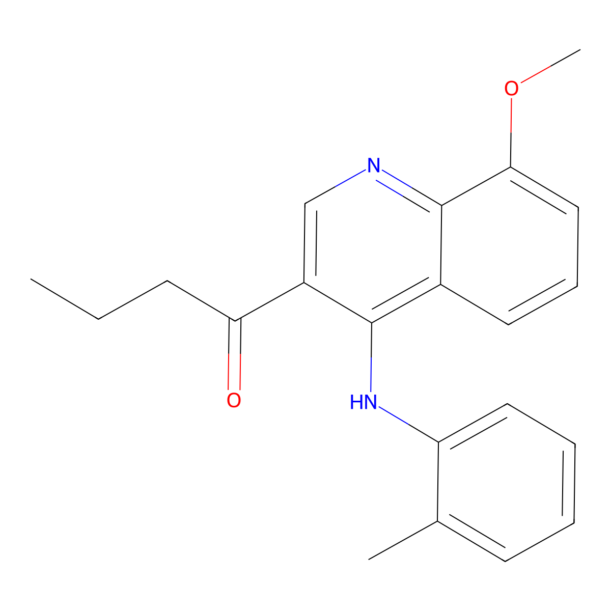 3-Butyryl-4-(2-methylphenylamino)-8-methoxyquinoline molecular structure, CAS 115607-61-9