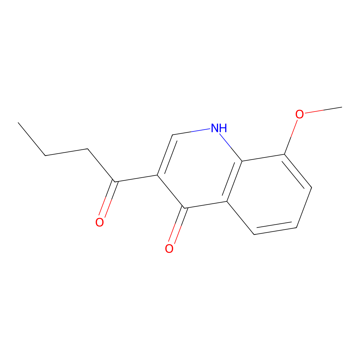 4(1H)-Quinolinone, 8-methoxy-3-(1-oxobutyl)- molecular structure, CAS 115607-75-5