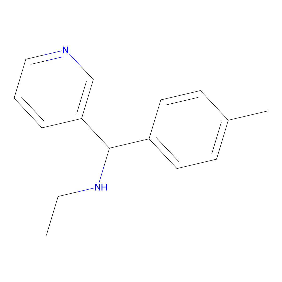 Ethyl[(4-methylphenyl)(pyridin-3-yl)methyl]amine molecular structure, CAS 1156073-34-5