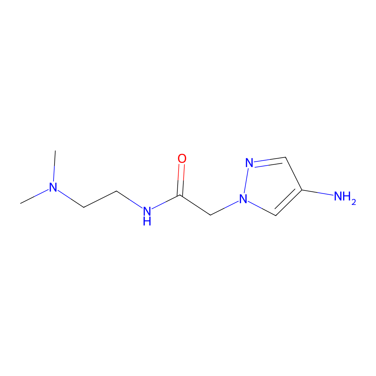 2-(4-amino-1H-pyrazol-1-yl)-N-[2-(dimethylamino)ethyl]acetamide molecular structure, CAS 1156075-72-7