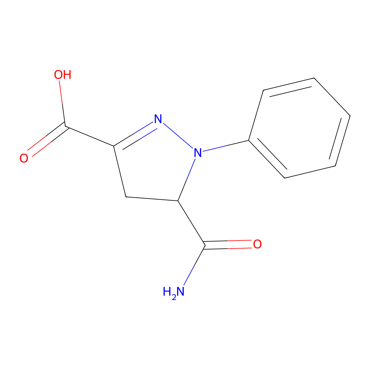 5-carbamoyl-1-phenyl-4,5-dihydro-1H-pyrazole-3-carboxylic acid molecular structure, CAS 1156075-93-2