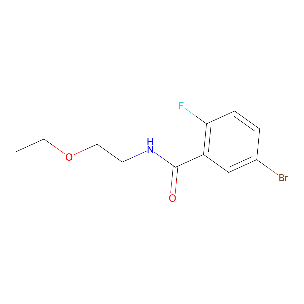 5-bromo-N-(2-ethoxyethyl)-2-fluorobenzamide molecular structure, CAS 1156088-38-8