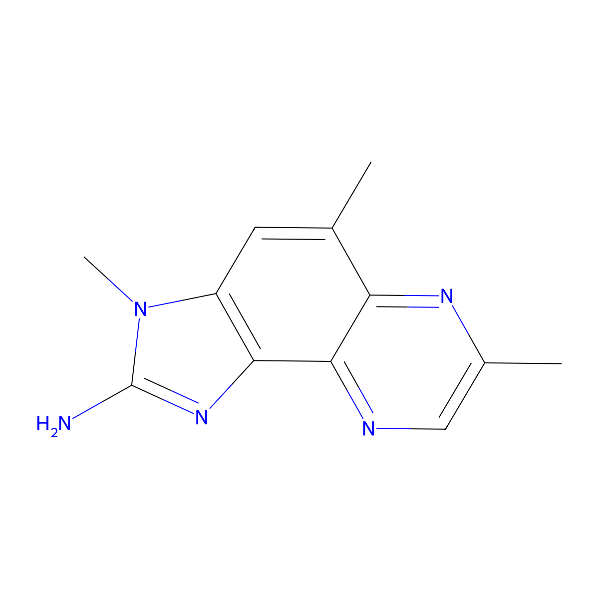 2-Amino-3,5,7-trimethylimidazo(4,5-f)quinoxaline molecular structure, CAS 115609-71-7
