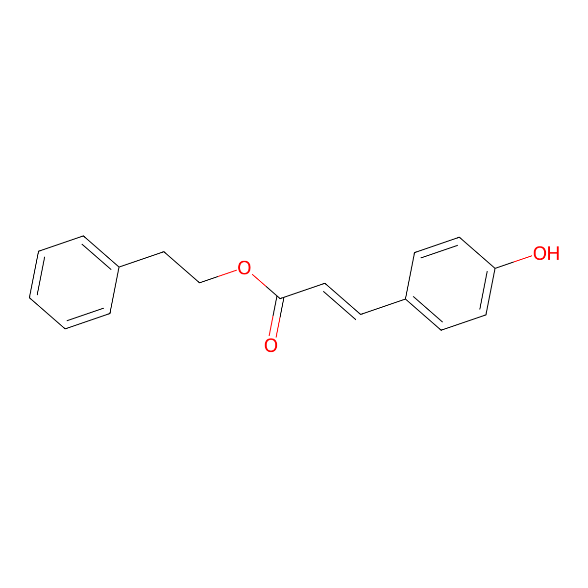 2-Phenylethyl 3-(4-hydroxyphenyl)prop-2-enoate molecular structure, CAS 115610-25-8