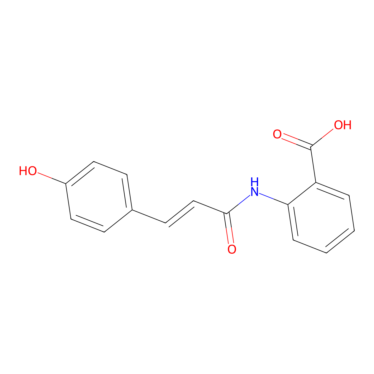 2-(((E)-3-(4-hydroxyphenyl)prop-2-enoyl)amino)benzoic acid molecular structure, CAS 115610-36-1