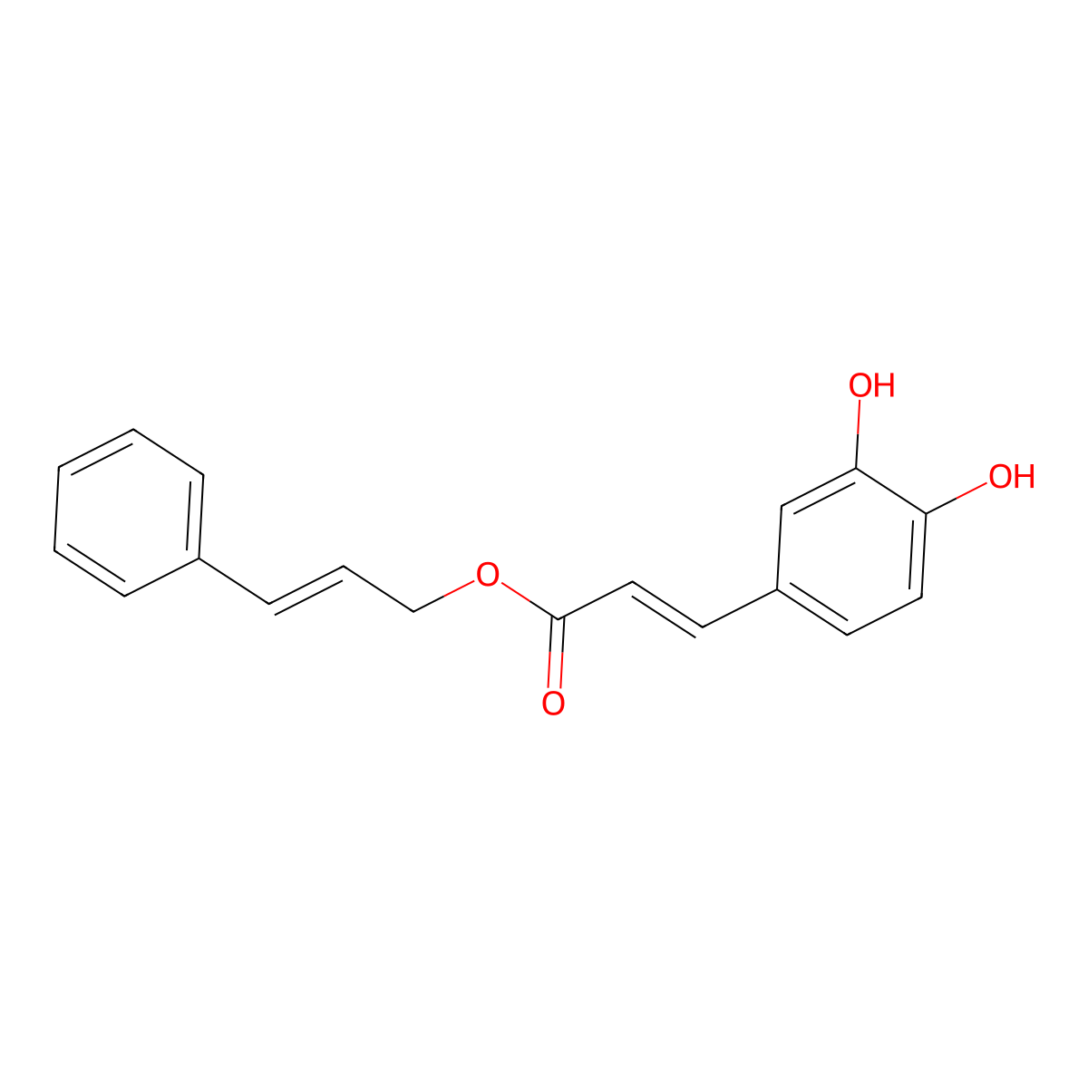 2-Propenoic acid, 3-(3,4-dihydroxyphenyl)-, 3-phenyl-2-propenyl ester molecular structure, CAS 115610-79-2