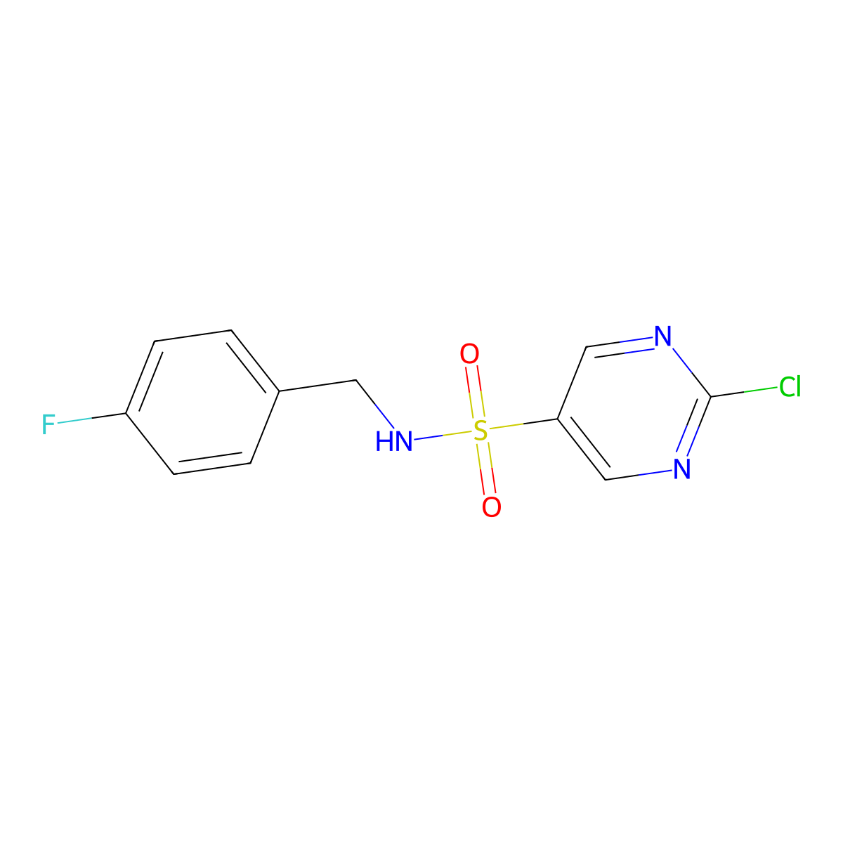 2-Chloro-N-(4-fluorobenzyl)pyrimidine-5-sulfonamide molecular structure, CAS 1156120-41-0