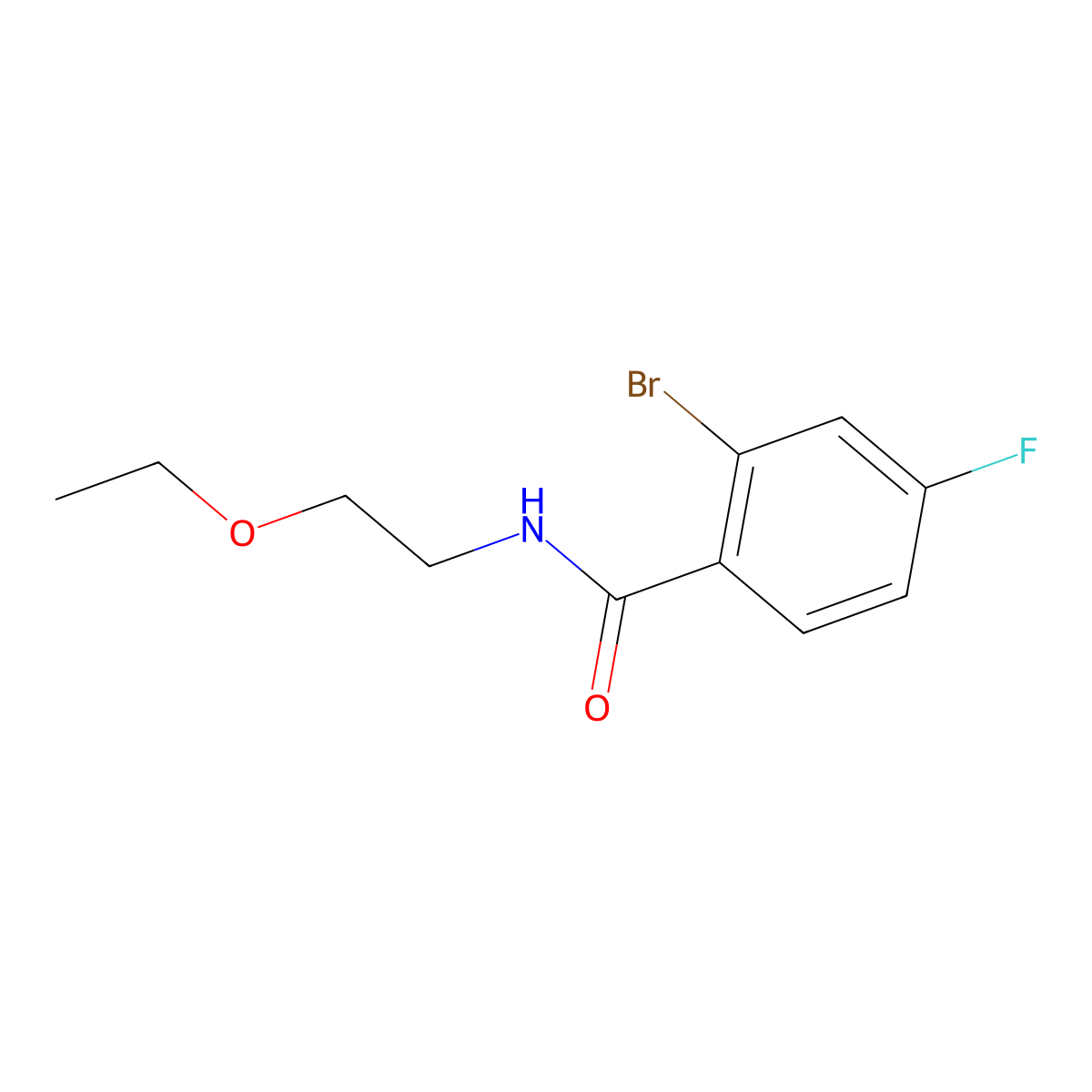 2-bromo-N-(2-ethoxyethyl)-4-fluorobenzamide molecular structure, CAS 1156121-79-7