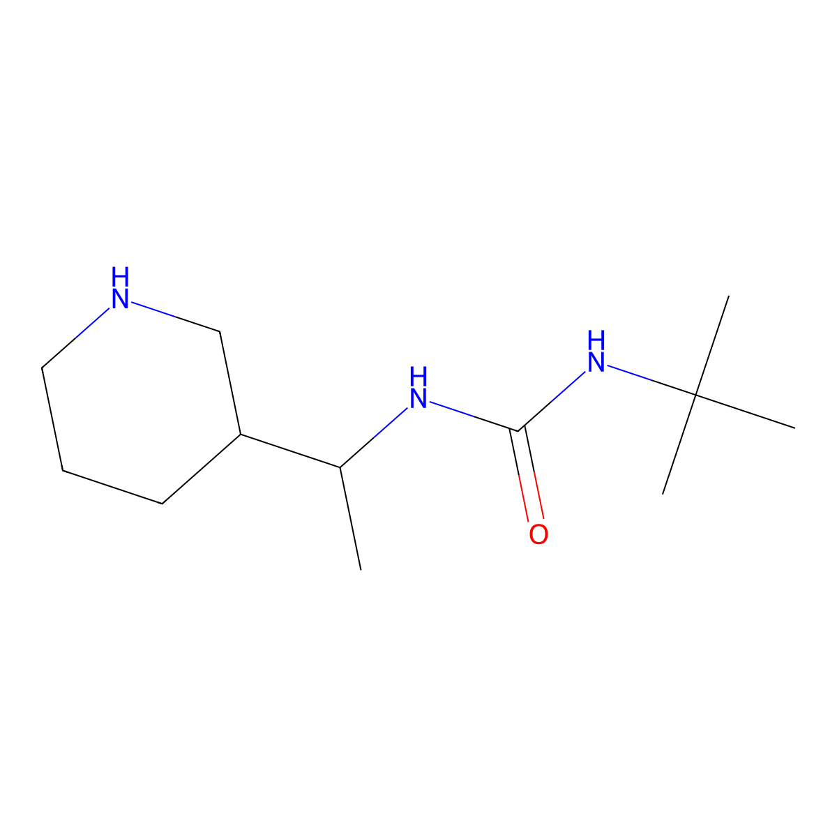 3-Tert-butyl-1-[1-(piperidin-3-yl)ethyl]urea molecular structure, CAS 1156126-27-0