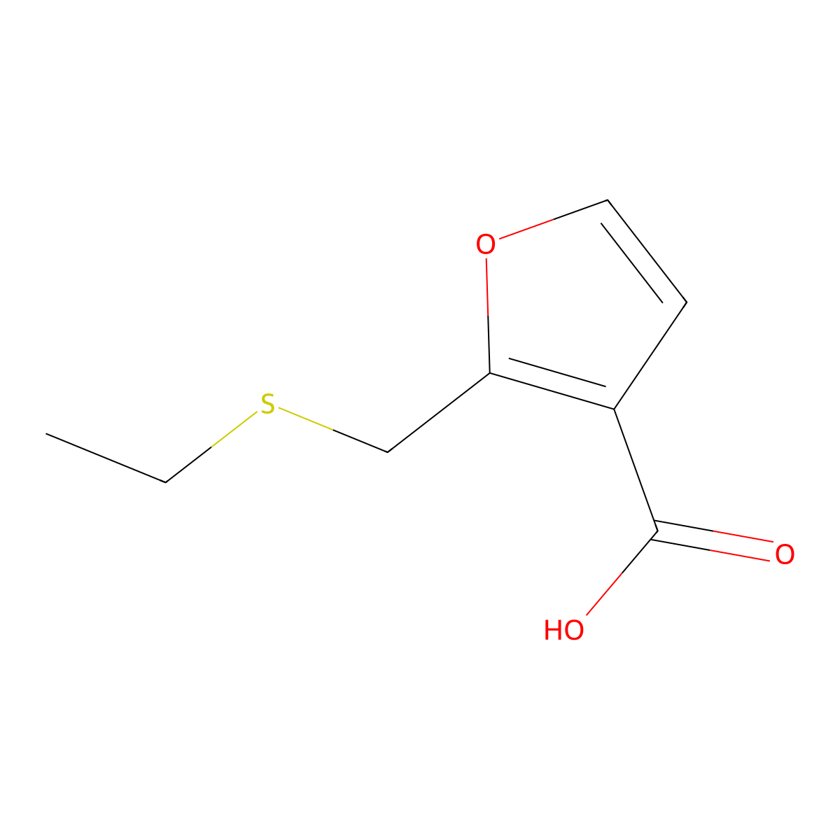 2-[(Ethylsulfanyl)methyl]furan-3-carboxylic acid molecular structure, CAS 1156132-95-4