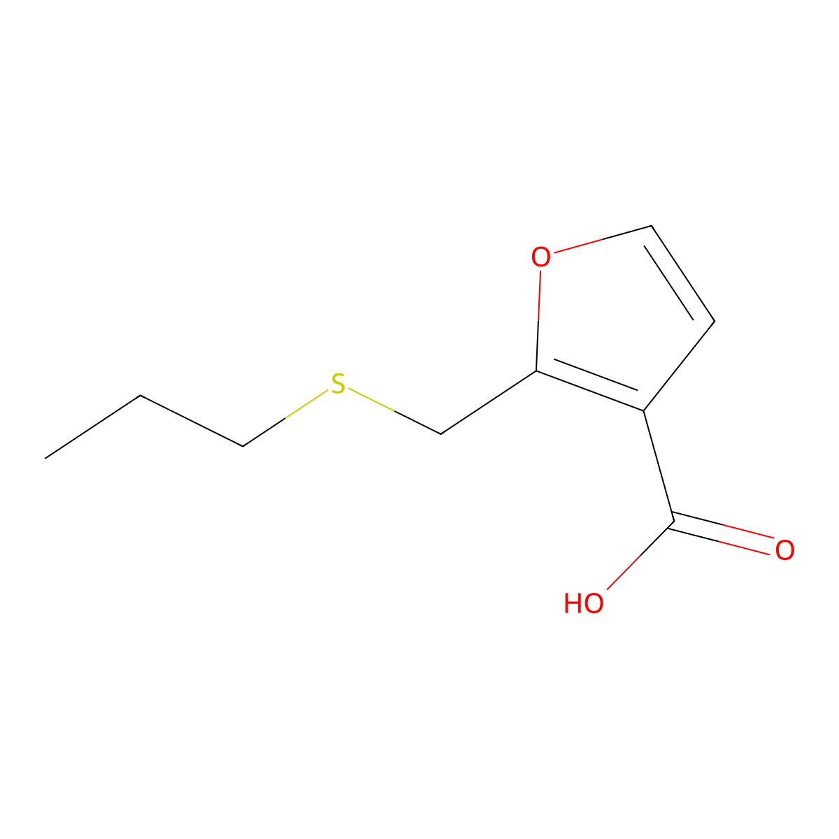 2-((Propylthio)methyl)furan-3-carboxylic acid molecular structure, CAS 1156133-00-4