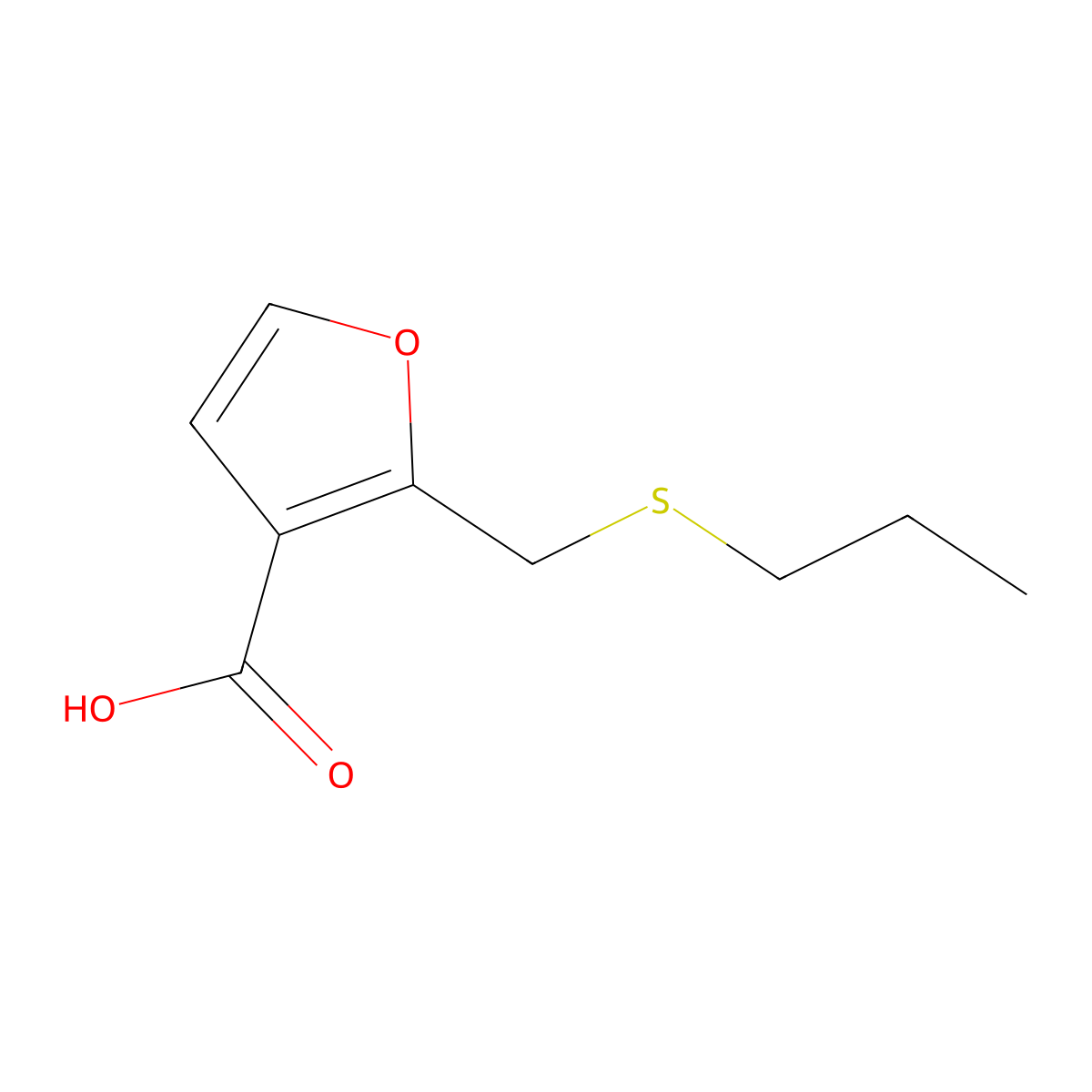 2-((Propylthio)methyl)furan-3-carboxylic acid molecular structure, CAS 1156133-00-4