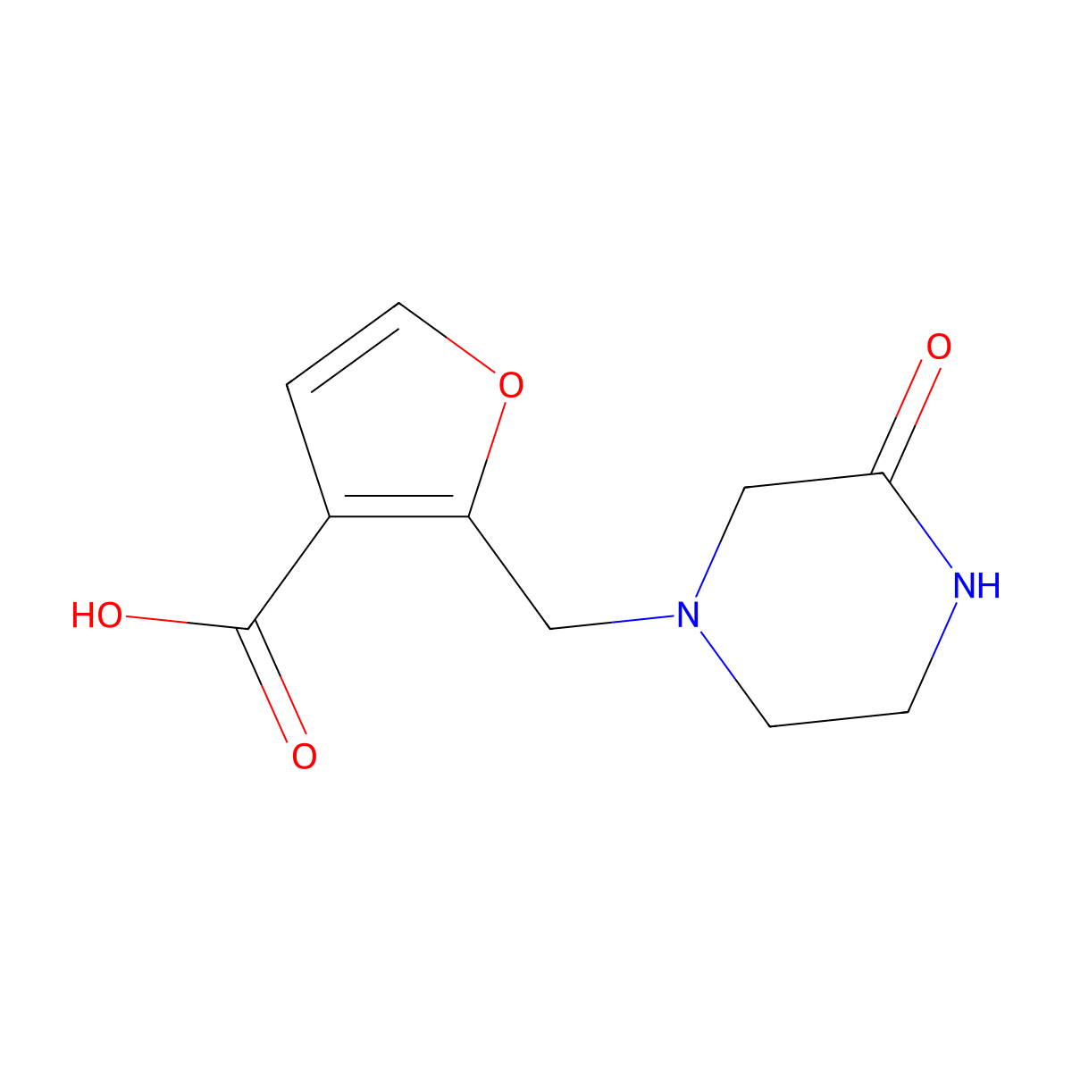 2-((3-Oxopiperazin-1-yl)methyl)furan-3-carboxylic acid molecular structure, CAS 1156138-85-0