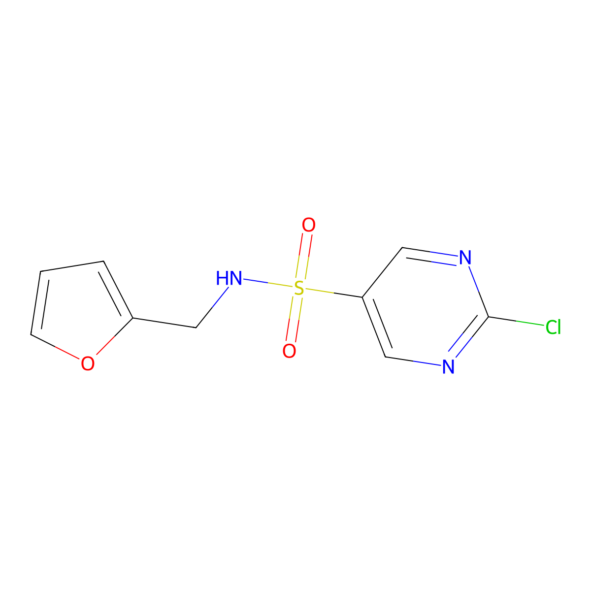 2-chloro-N-[(furan-2-yl)methyl]pyrimidine-5-sulfonamide molecular structure, CAS 1156144-42-1