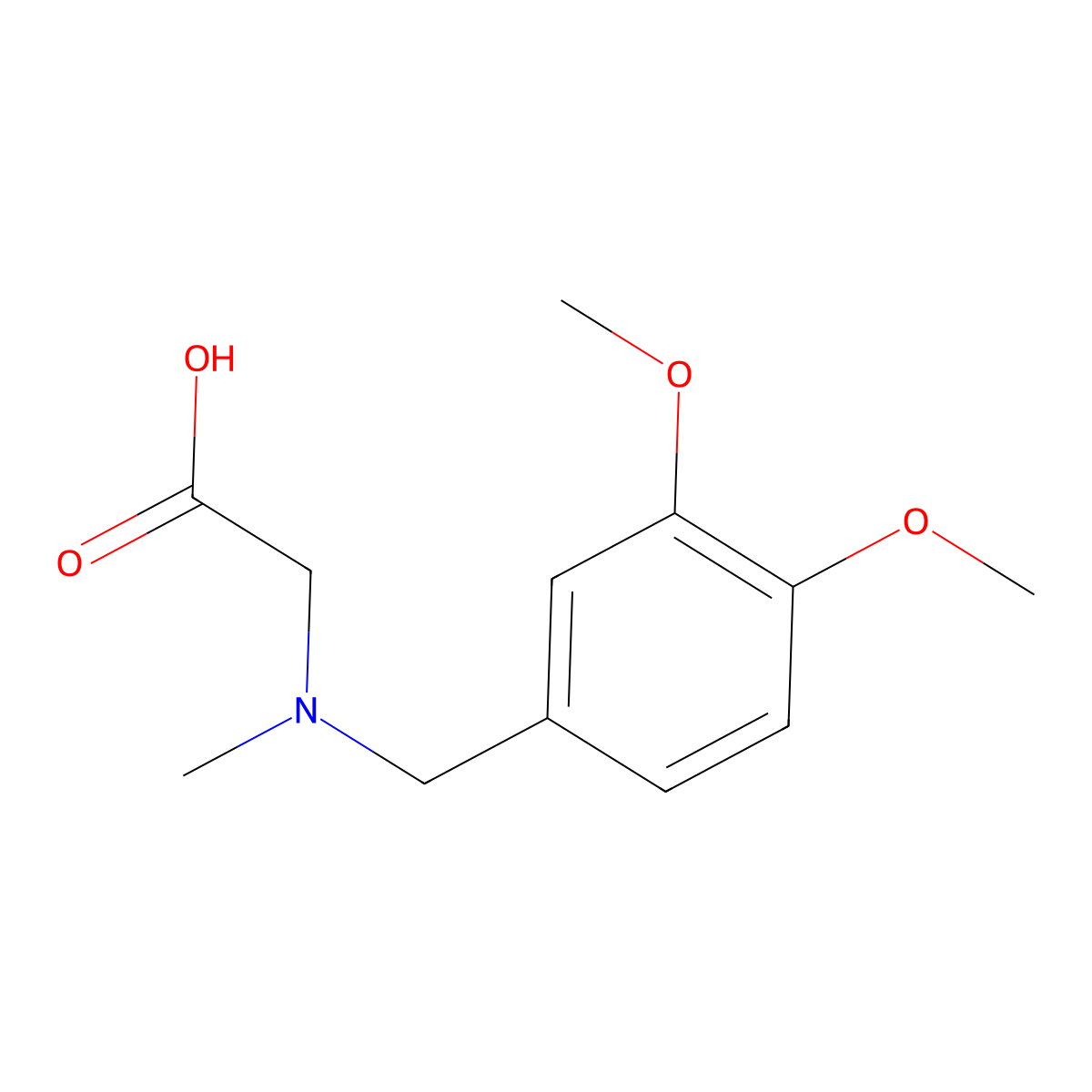 N-[(3,4-dimethoxyphenyl)methyl]-n-methylglycine molecular structure, CAS 1156152-50-9