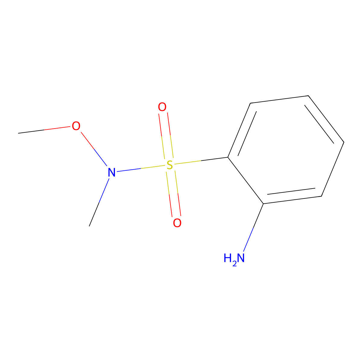2-amino-N-methoxy-N-methylbenzenesulfonamide molecular structure, CAS 1156154-52-7