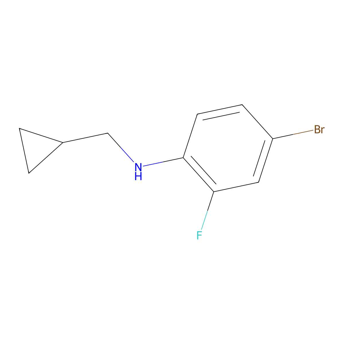 4-bromo-N-(cyclopropylmethyl)-2-fluoroaniline molecular structure, CAS 1156163-20-0