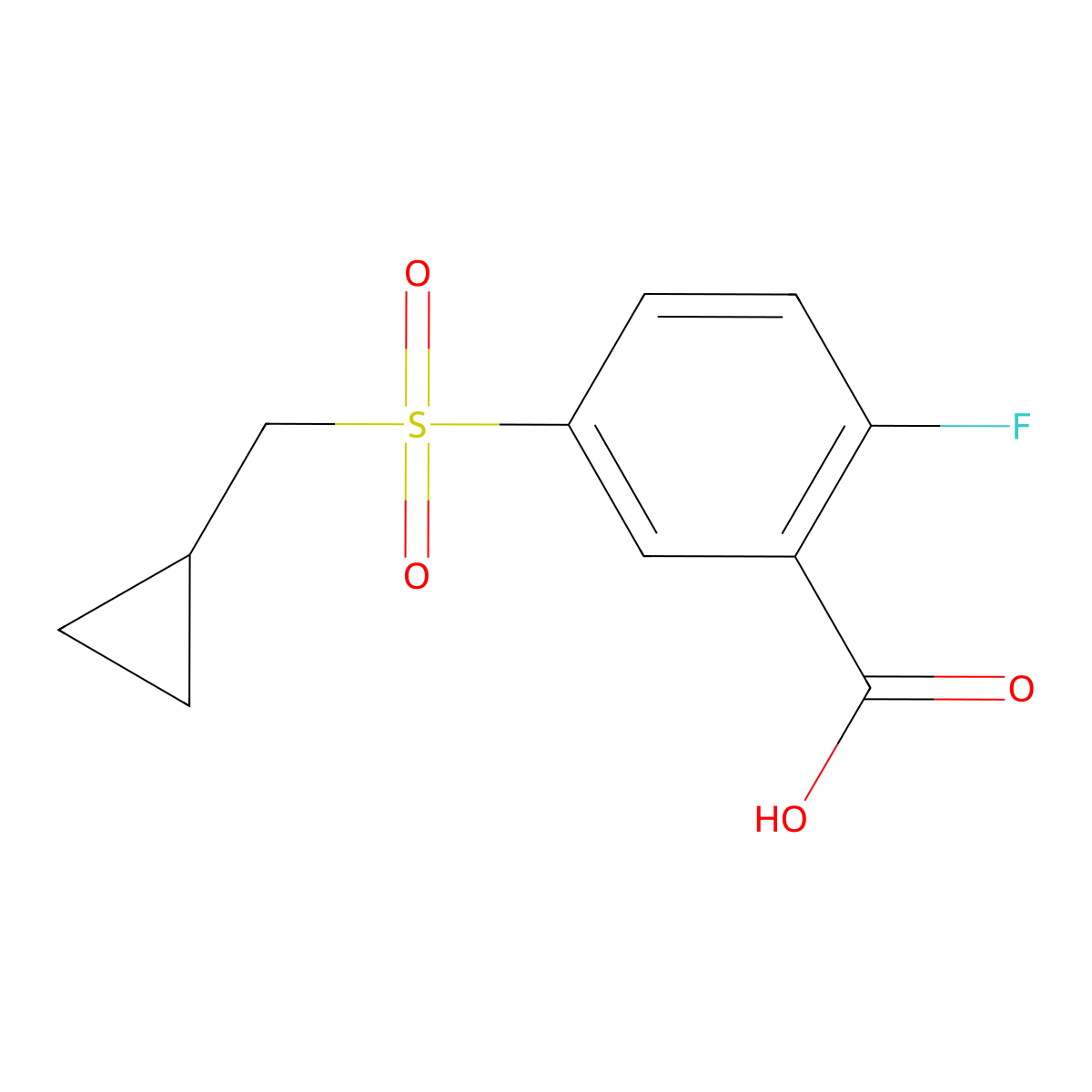 5-Cyclopropylmethanesulfonyl-2-fluorobenzoic acid molecular structure, CAS 1156165-30-8