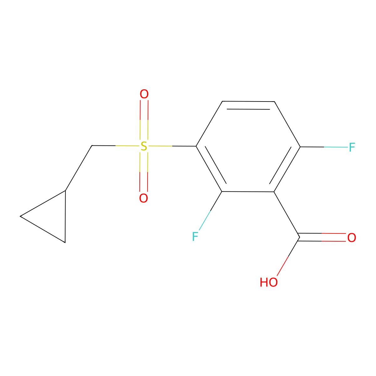 3-Cyclopropylmethanesulfonyl-2,6-difluorobenzoic acid molecular structure, CAS 1156165-34-2