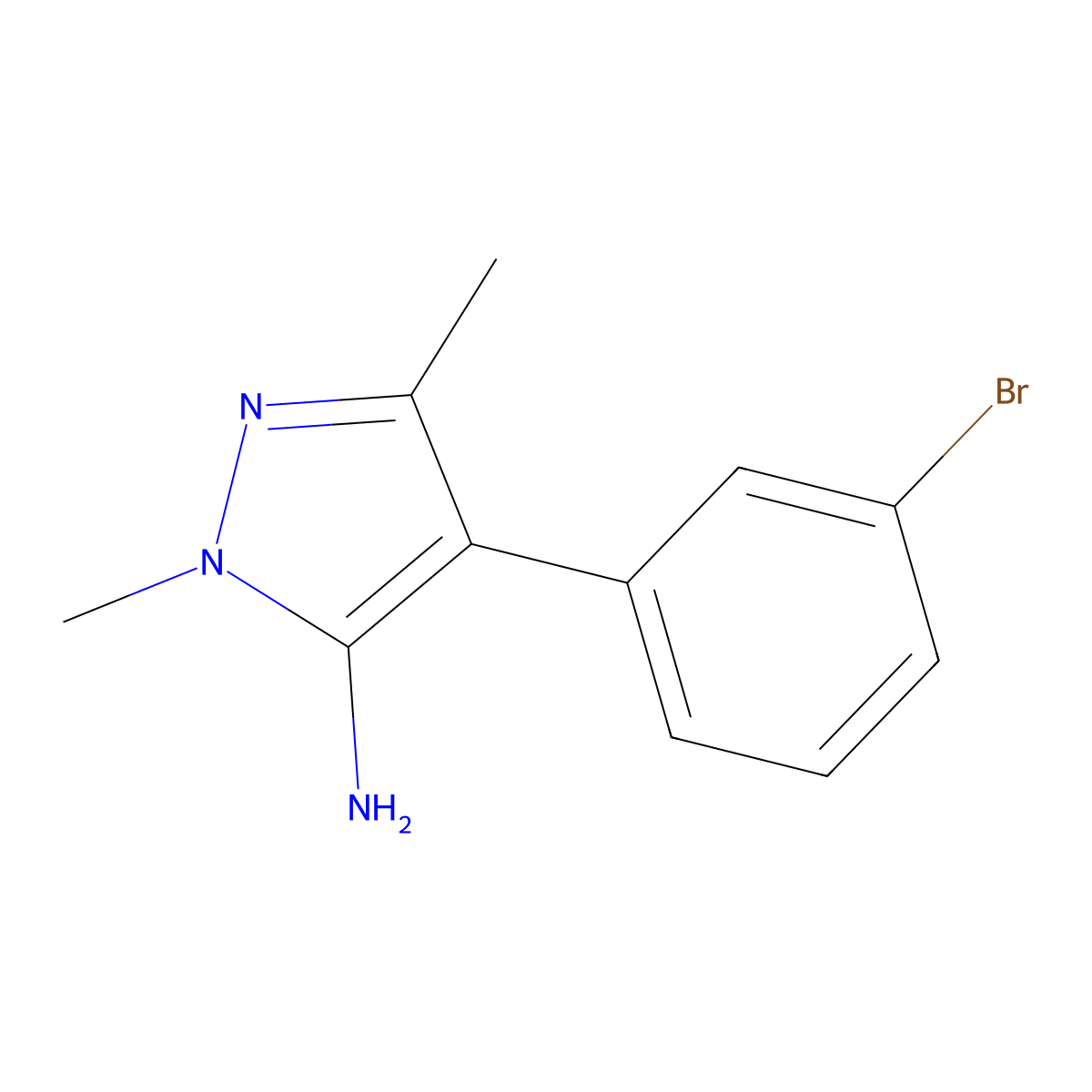 4-(3-Bromophenyl)-2,5-dimethylpyrazol-3-amine molecular structure, CAS 1156165-95-5