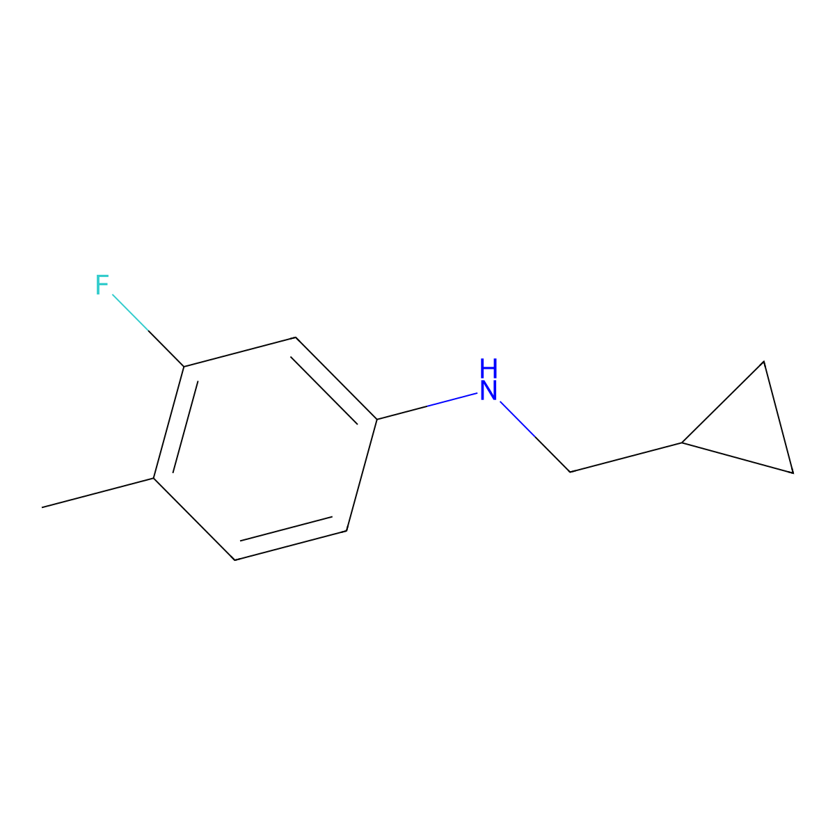 N-(cyclopropylmethyl)-3-fluoro-4-methylaniline molecular structure, CAS 1156167-97-3