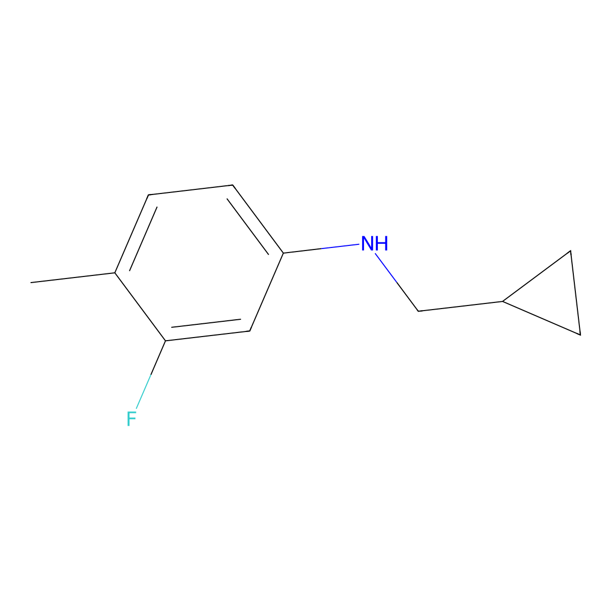 N-(cyclopropylmethyl)-3-fluoro-4-methylaniline molecular structure, CAS 1156167-97-3