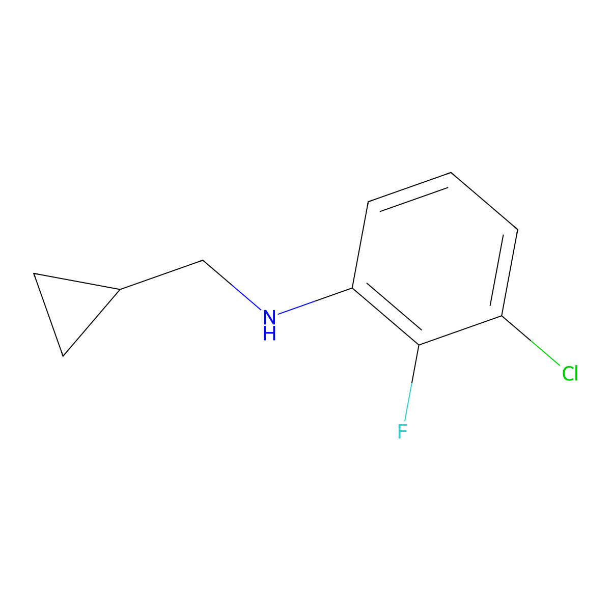 3-chloro-N-(cyclopropylmethyl)-2-fluoroaniline molecular structure, CAS 1156168-46-5