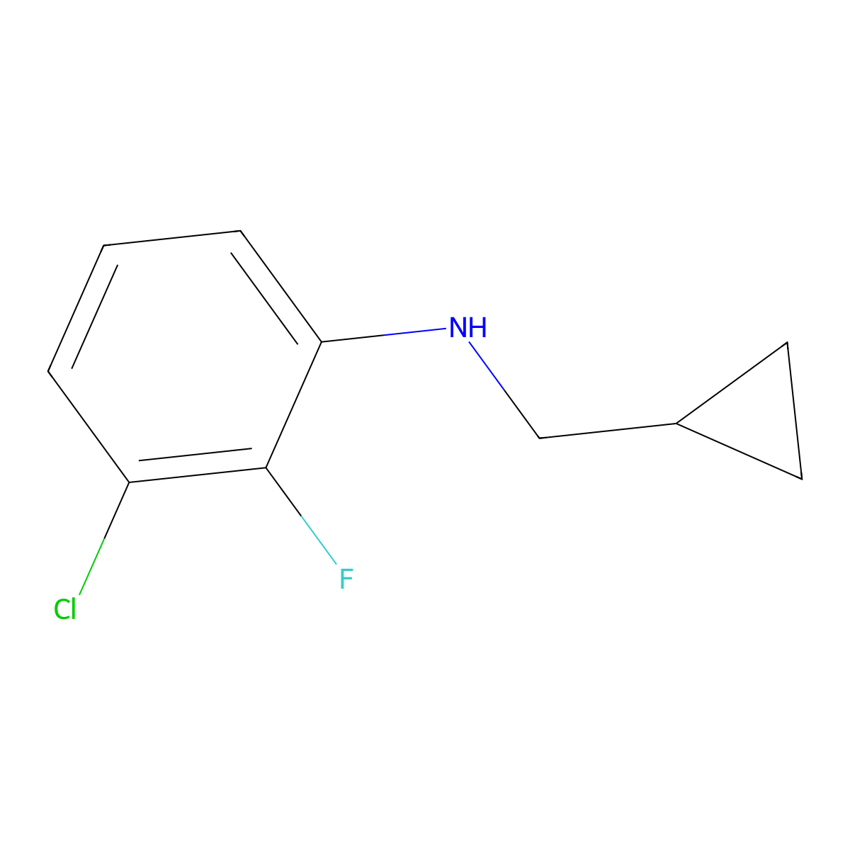 3-chloro-N-(cyclopropylmethyl)-2-fluoroaniline molecular structure, CAS 1156168-46-5