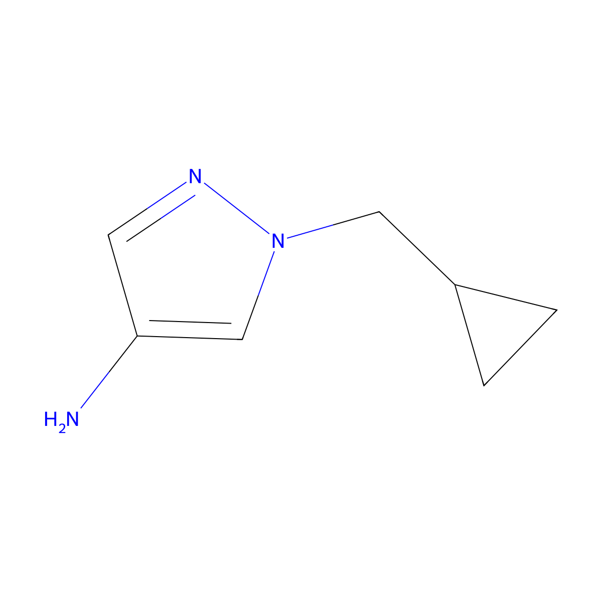 1-(cyclopropylmethyl)-1H-pyrazol-4-amine molecular structure, CAS 1156169-29-7