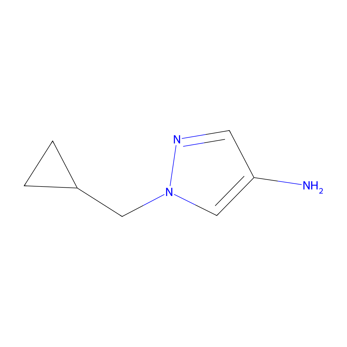 1-(cyclopropylmethyl)-1H-pyrazol-4-amine molecular structure, CAS 1156169-29-7