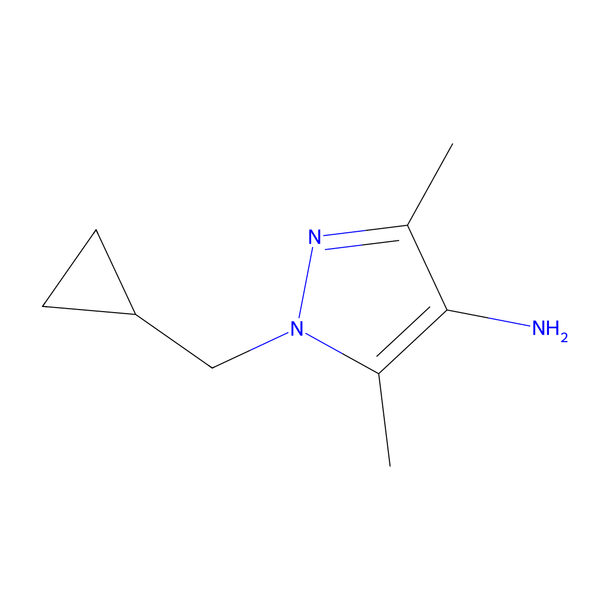 1-(Cyclopropylmethyl)-3,5-dimethyl-1h-pyrazol-4-amine molecular structure, CAS 1156169-34-4