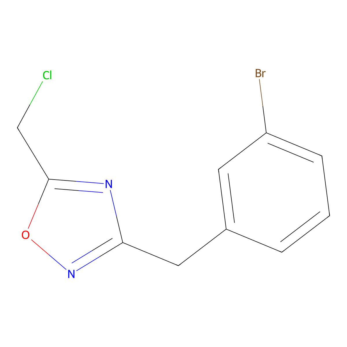 3-[(3-Bromophenyl)methyl]-5-(chloromethyl)-1,2,4-oxadiazole molecular structure, CAS 1156169-39-9
