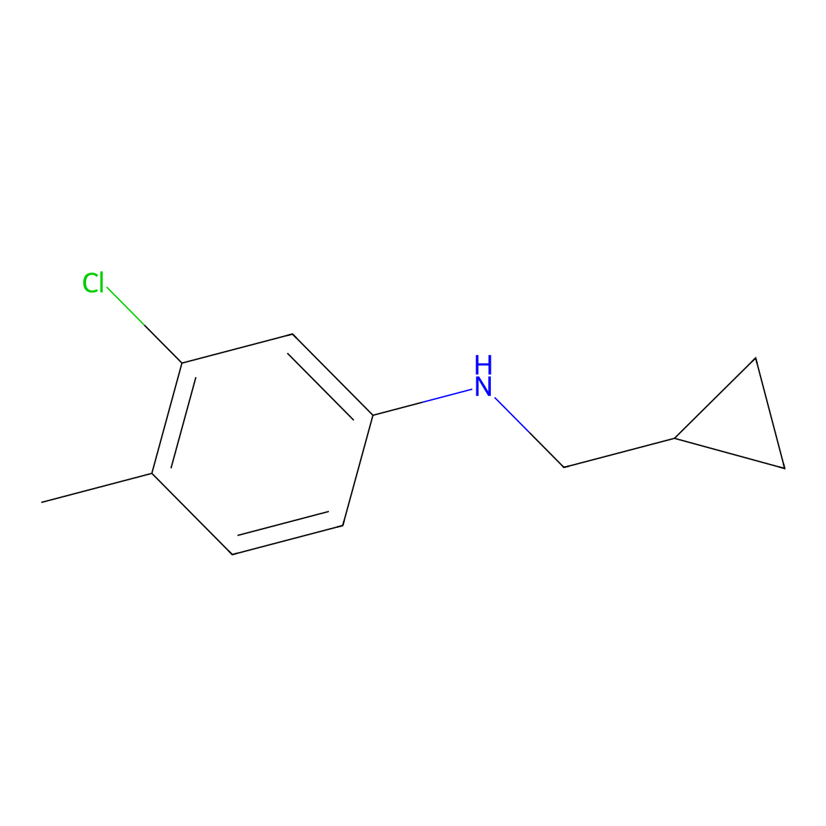 3-chloro-N-(cyclopropylmethyl)-4-methylaniline molecular structure, CAS 1156170-76-1