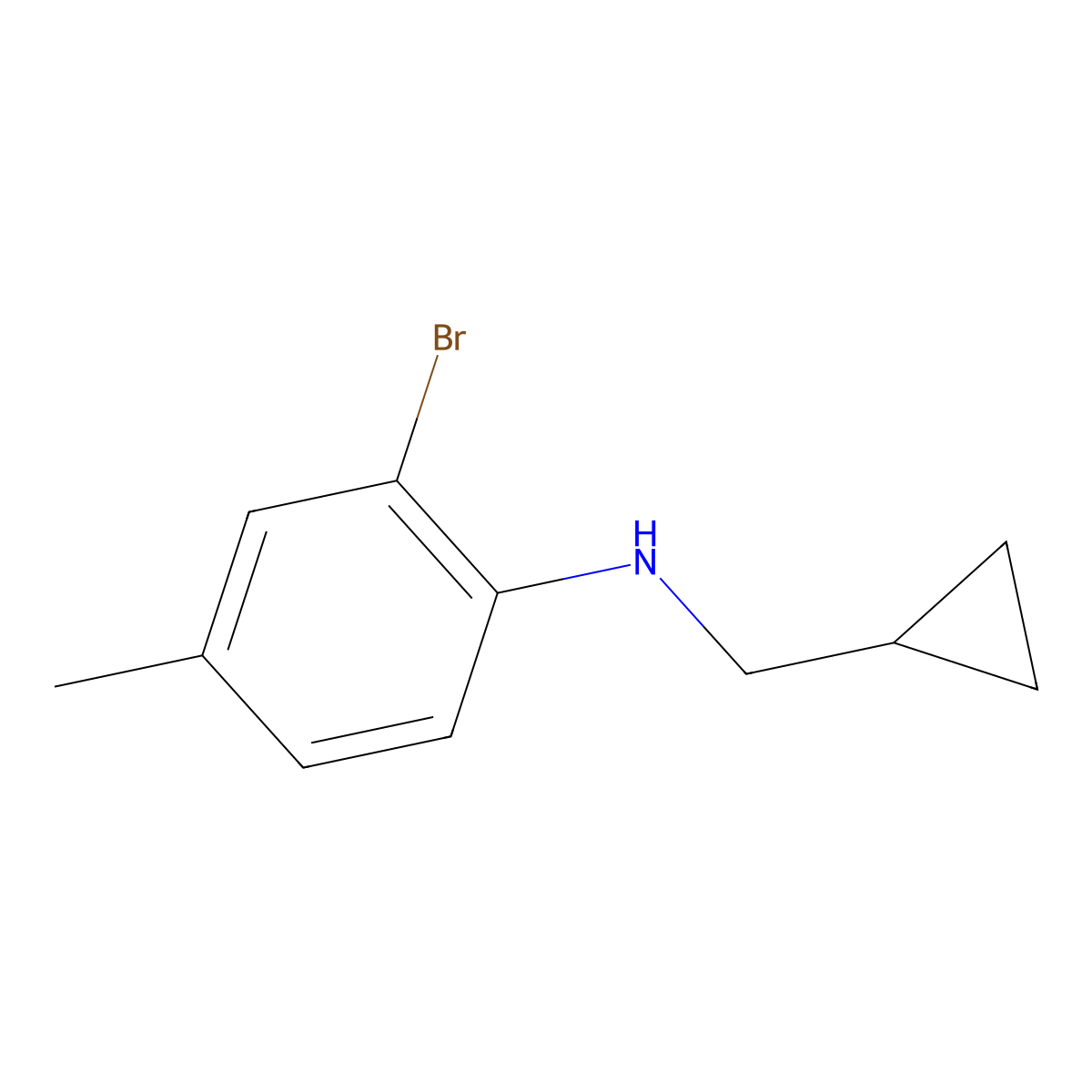 2-bromo-N-(cyclopropylmethyl)-4-methylaniline molecular structure, CAS 1156170-78-3