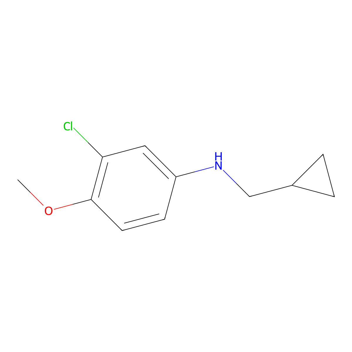3-chloro-N-(cyclopropylmethyl)-4-methoxyaniline molecular structure, CAS 1156170-95-4