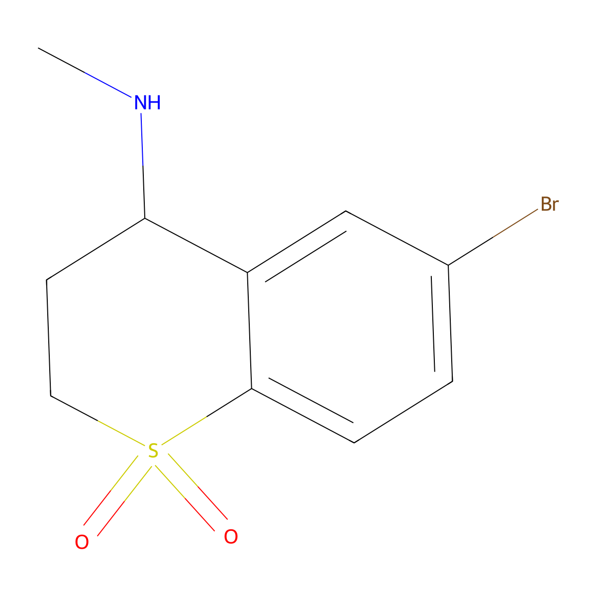 6-bromo-4-(methylamino)-3,4-dihydro-2H-1lambda6-benzothiopyran-1,1-dione molecular structure, CAS 1156176-04-3