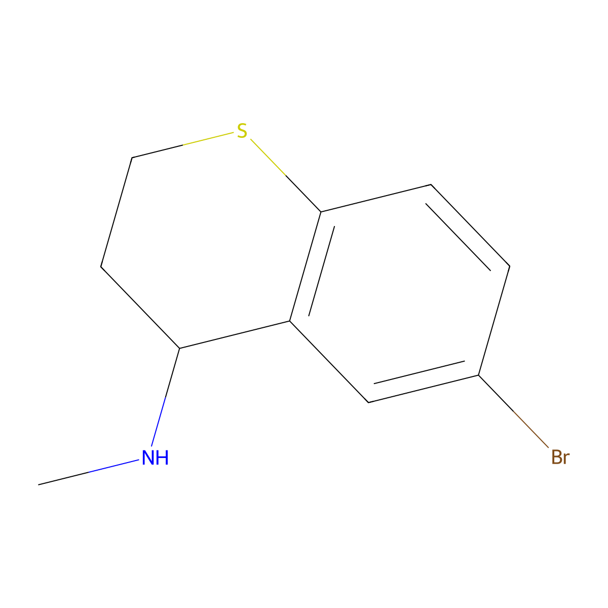 6-bromo-N-methyl-3,4-dihydro-2H-1-benzothiopyran-4-amine molecular structure, CAS 1156177-19-3