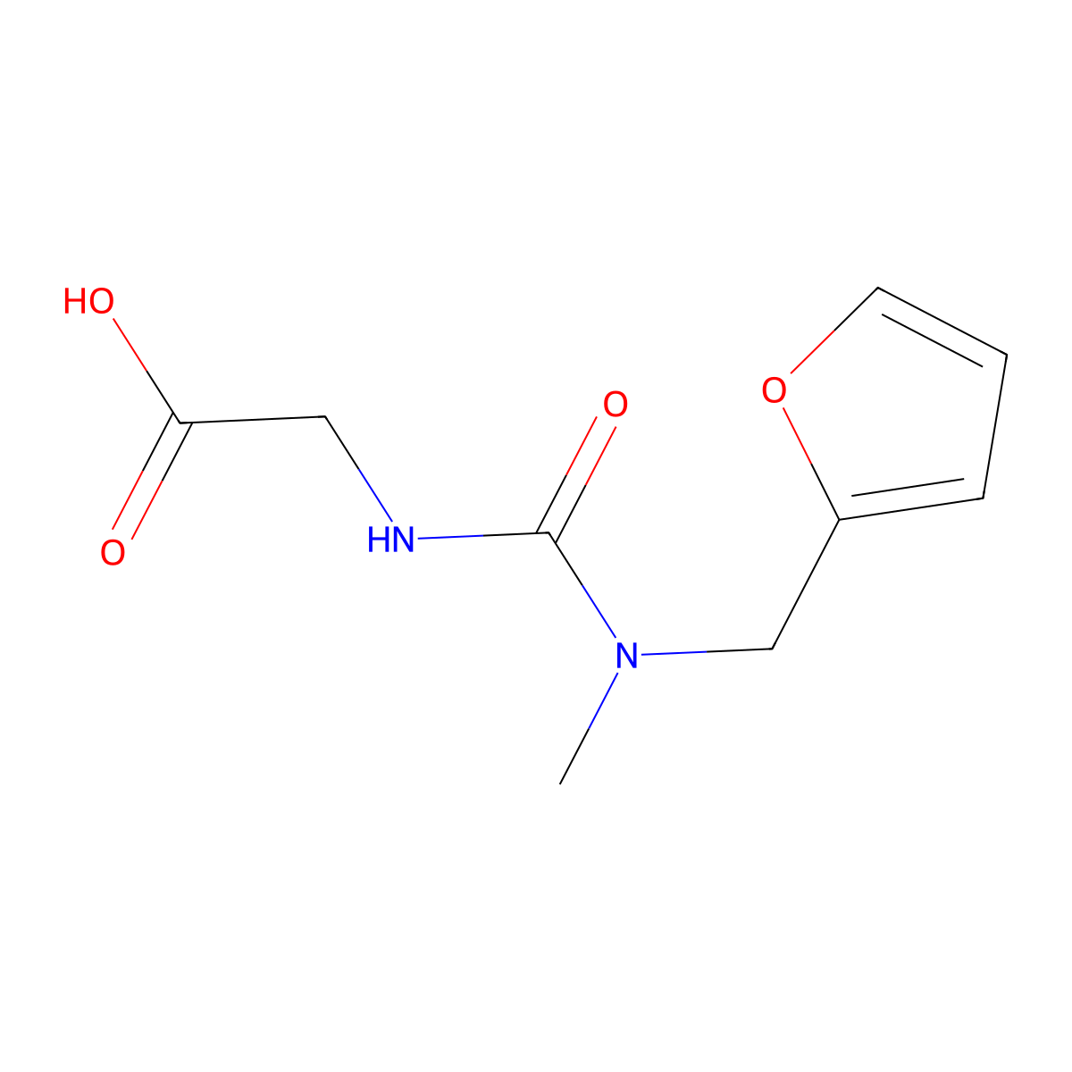 2-([(Furan-2-ylmethyl)(methyl)carbamoyl]amino)acetic acid molecular structure, CAS 1156179-08-6