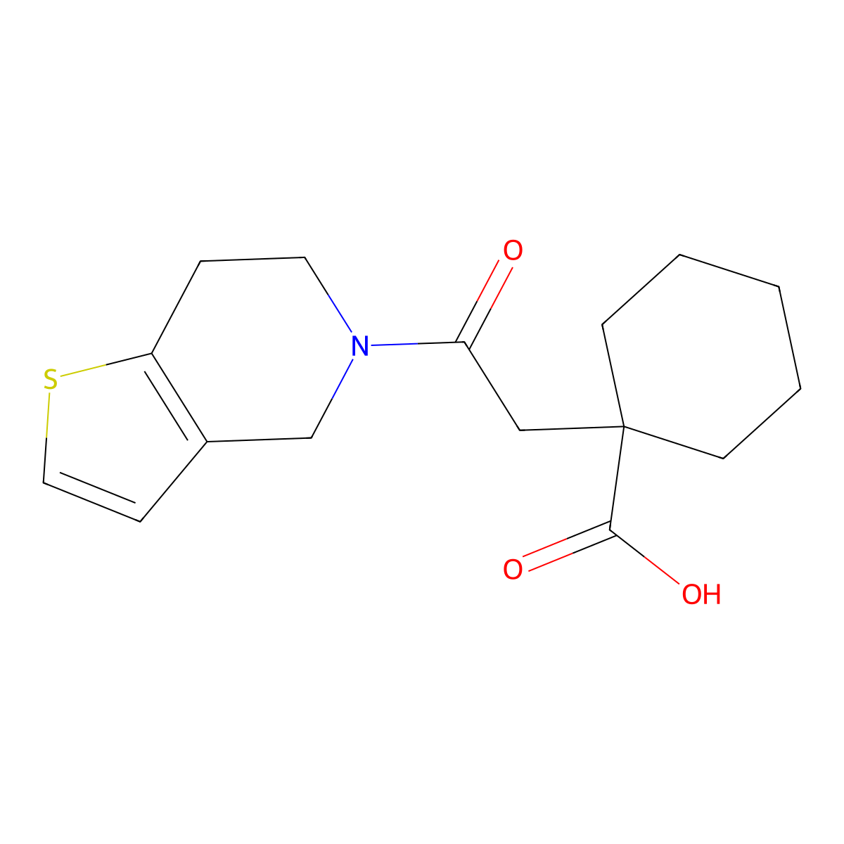 1-(2-oxo-2-{4H,5H,6H,7H-thieno[3,2-c]pyridin-5-yl}ethyl)cyclohexane-1-carboxylic acid molecular structure, CAS 1156187-68-6