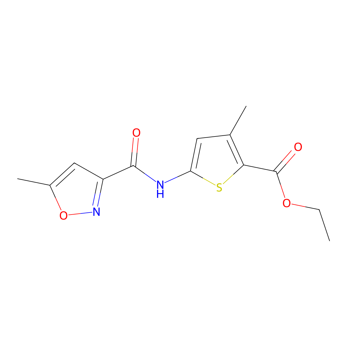 Ethyl 3-methyl-5-(5-methylisoxazole-3-carboxamido)thiophene-2-carboxylate molecular structure, CAS 1156190-76-9