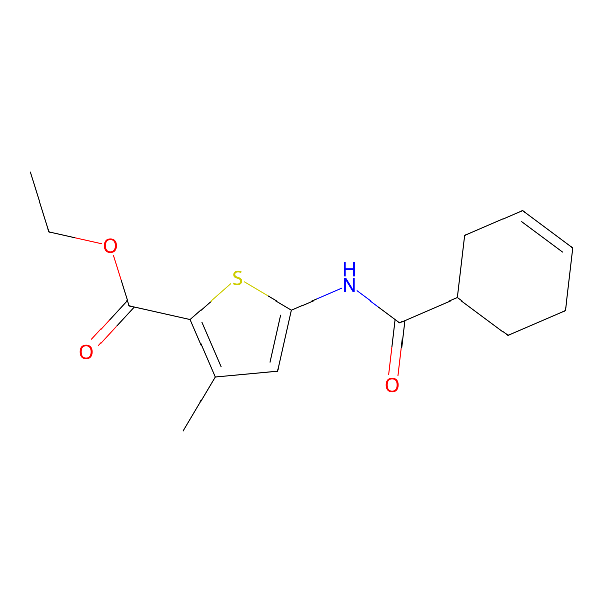 Ethyl 5-(cyclohex-3-ene-1-amido)-3-methylthiophene-2-carboxylate molecular structure, CAS 1156191-07-9