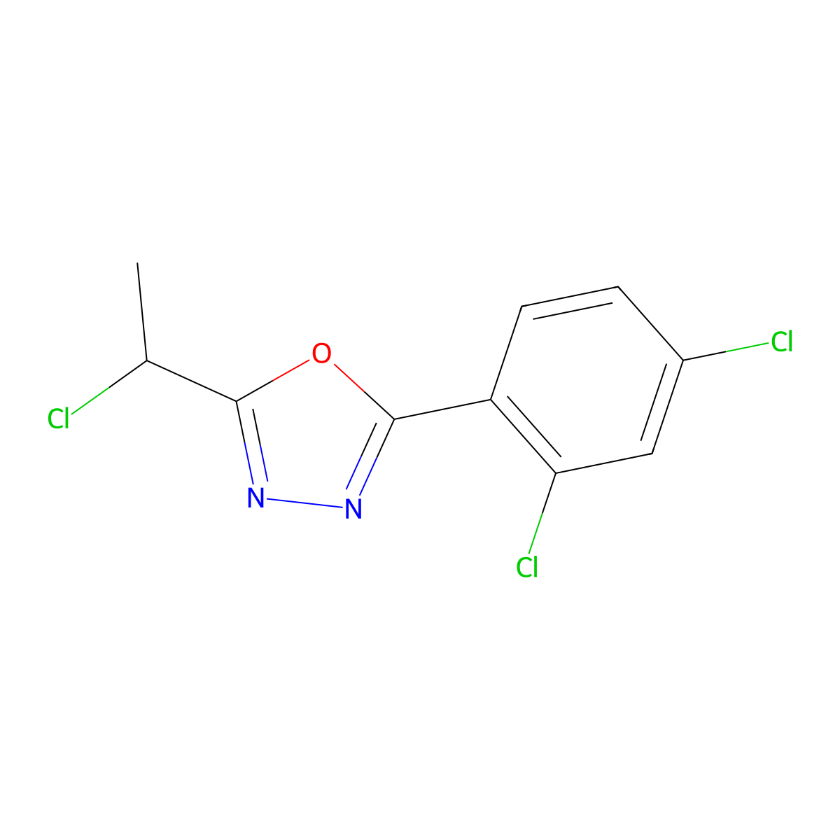 2-(1-Chloroethyl)-5-(2,4-dichlorophenyl)-1,3,4-oxadiazole molecular structure, CAS 1156191-87-5