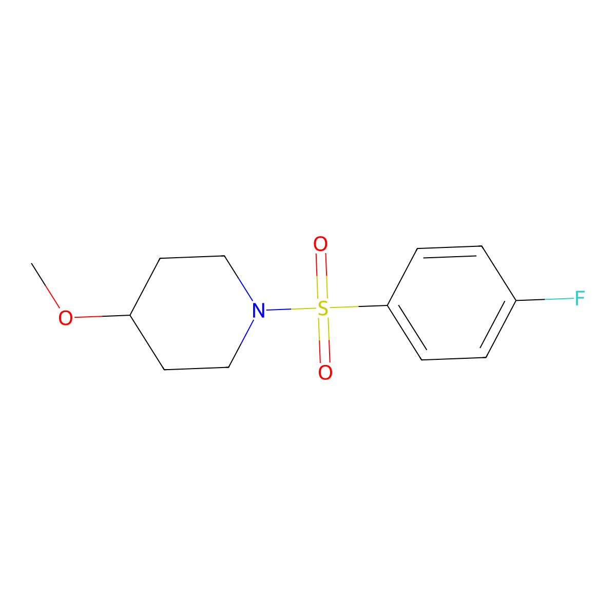 1-((4-Fluorophenyl)sulfonyl)-4-methoxypiperidine molecular structure, CAS 1156192-46-9