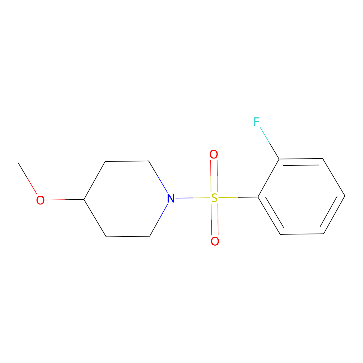 1-((2-Fluorophenyl)sulfonyl)-4-methoxypiperidine molecular structure, CAS 1156192-59-4