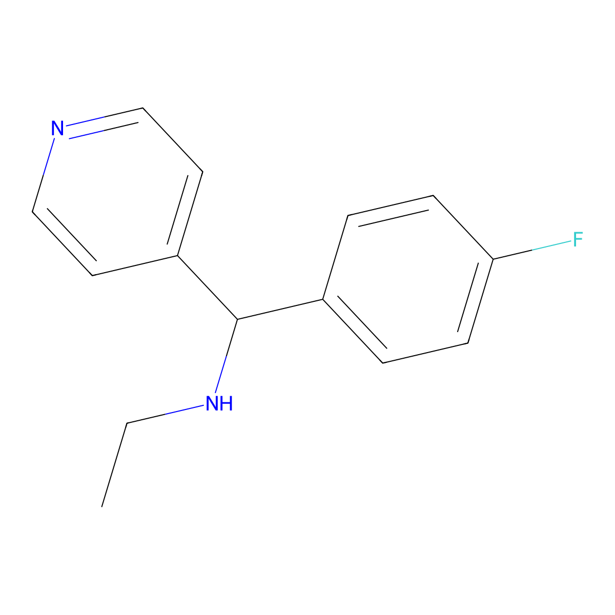 Ethyl[(4-fluorophenyl)(pyridin-4-yl)methyl]amine molecular structure, CAS 1156223-02-7