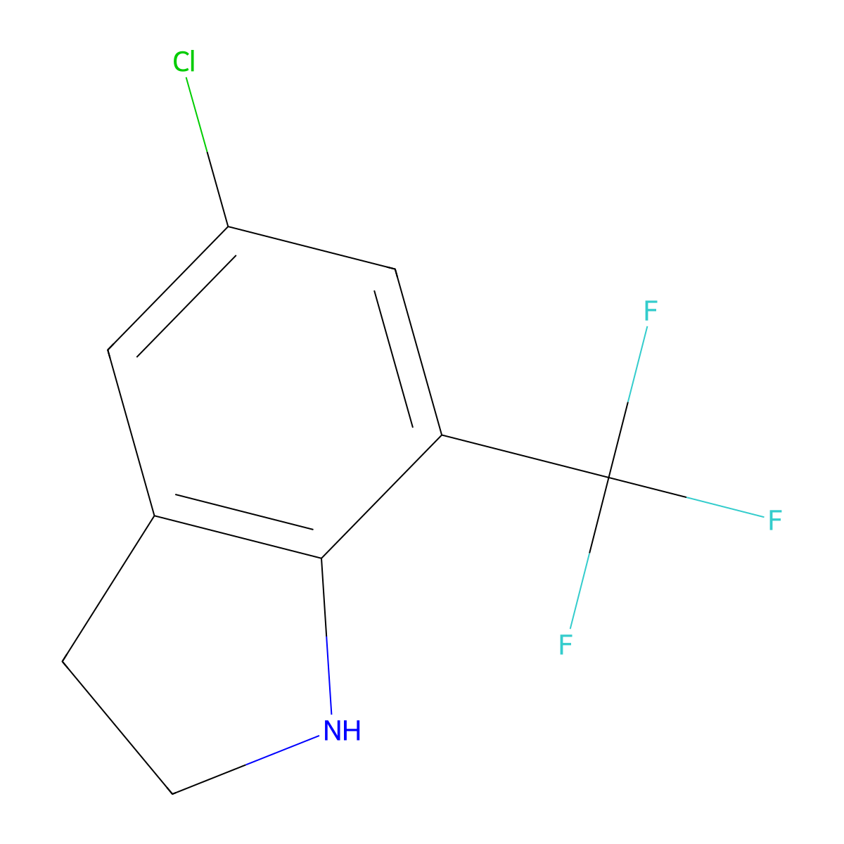 5-chloro-7-(trifluoromethyl)-2,3-dihydro-1H-indole molecular structure, CAS 1156231-67-2