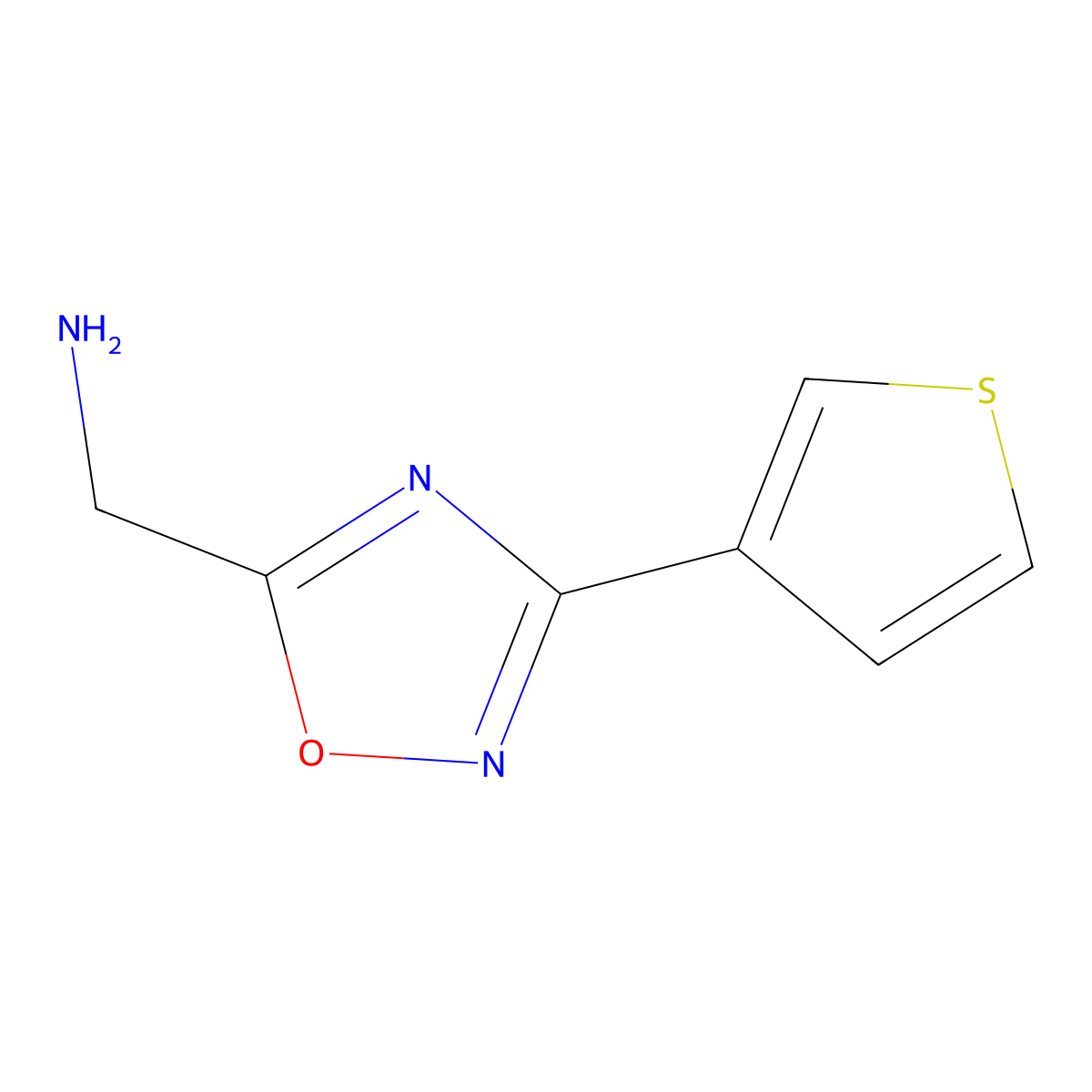 [3-(Thiophen-3-yl)-1,2,4-oxadiazol-5-yl]methanamine molecular structure, CAS 1156232-02-8