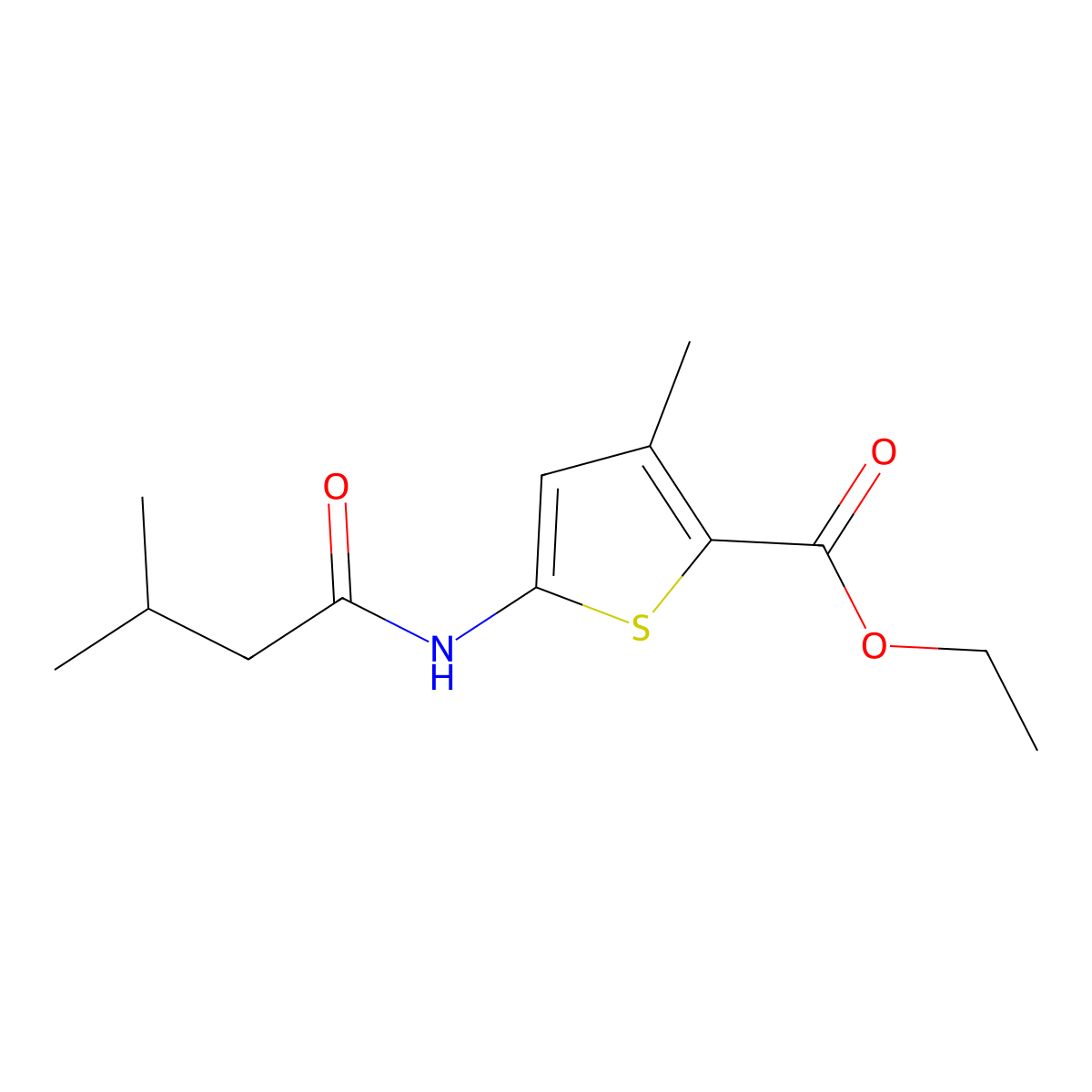 Ethyl 3-methyl-5-(3-methylbutanamido)thiophene-2-carboxylate molecular structure, CAS 1156234-30-8