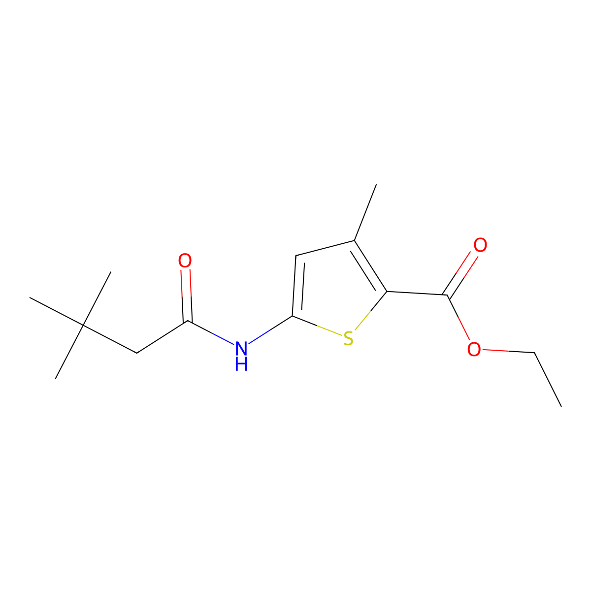 Ethyl 5-(3,3-dimethylbutanamido)-3-methylthiophene-2-carboxylate molecular structure, CAS 1156234-51-3